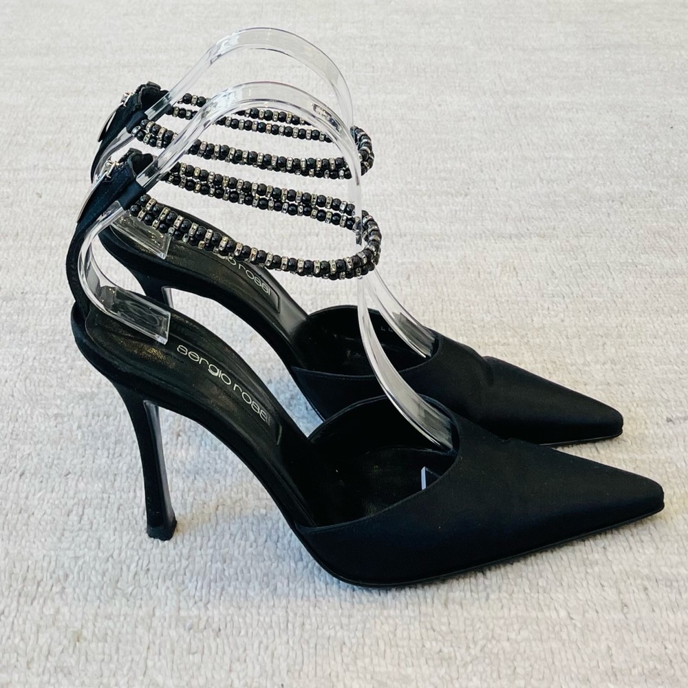 Sergio Rossi Beaded Satin Heels
